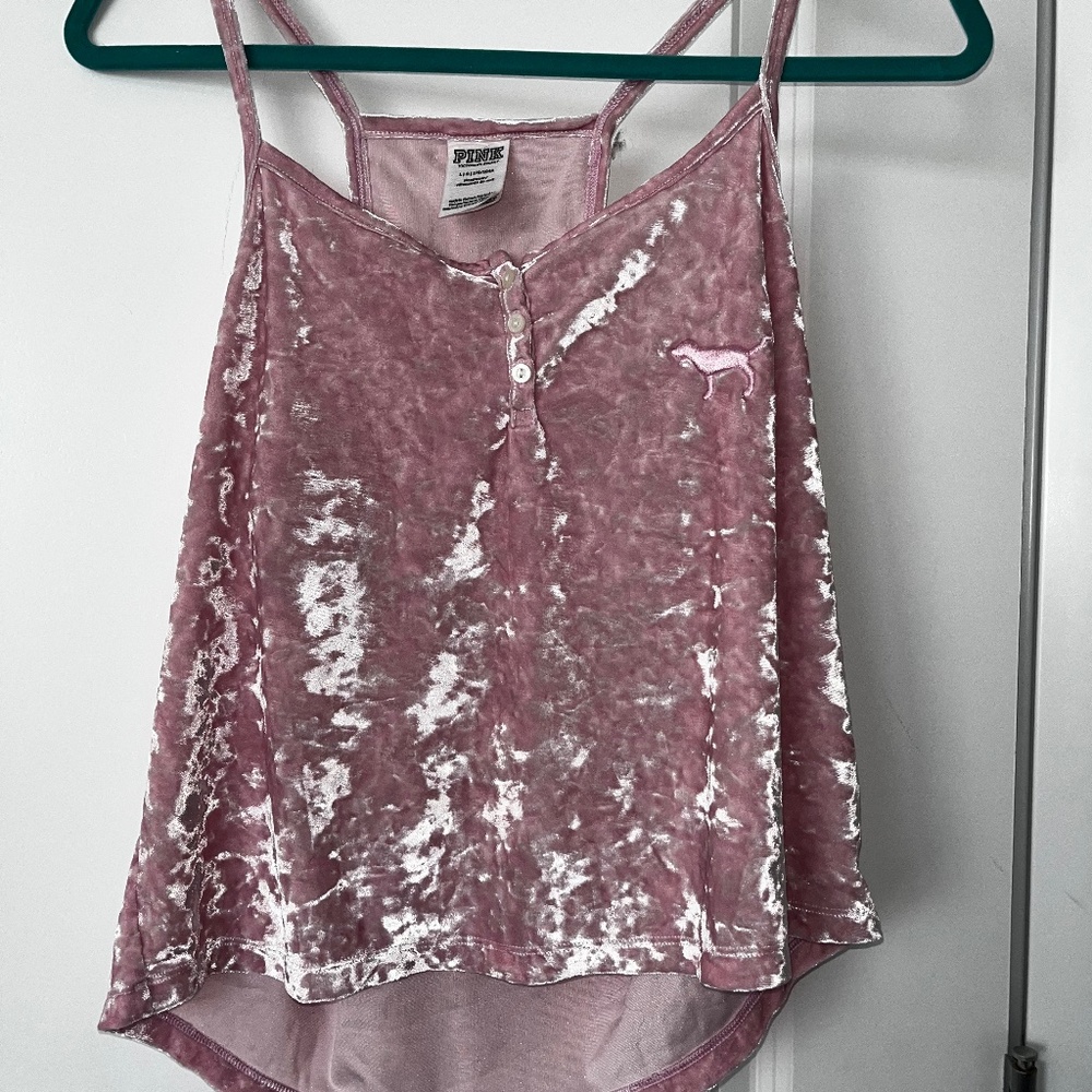 PINK Victoria's Secret Crushed Velvet Light Pink Sleep Shirt Size L